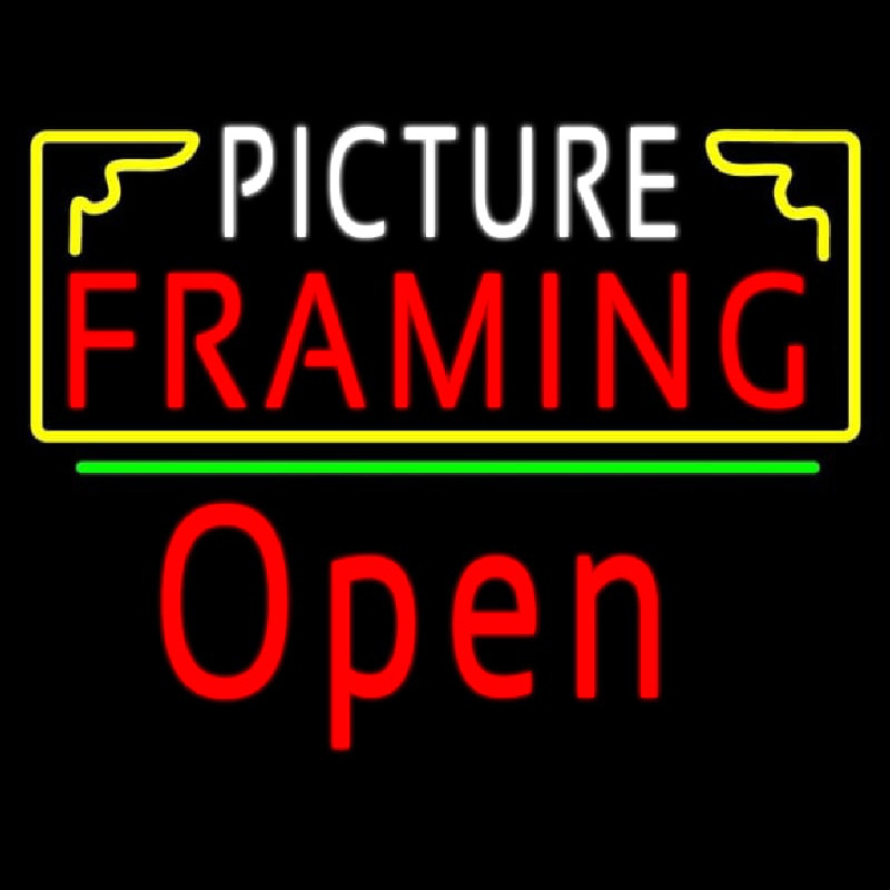 Picture Framing With Frame Open 2 Logo Neon Sign