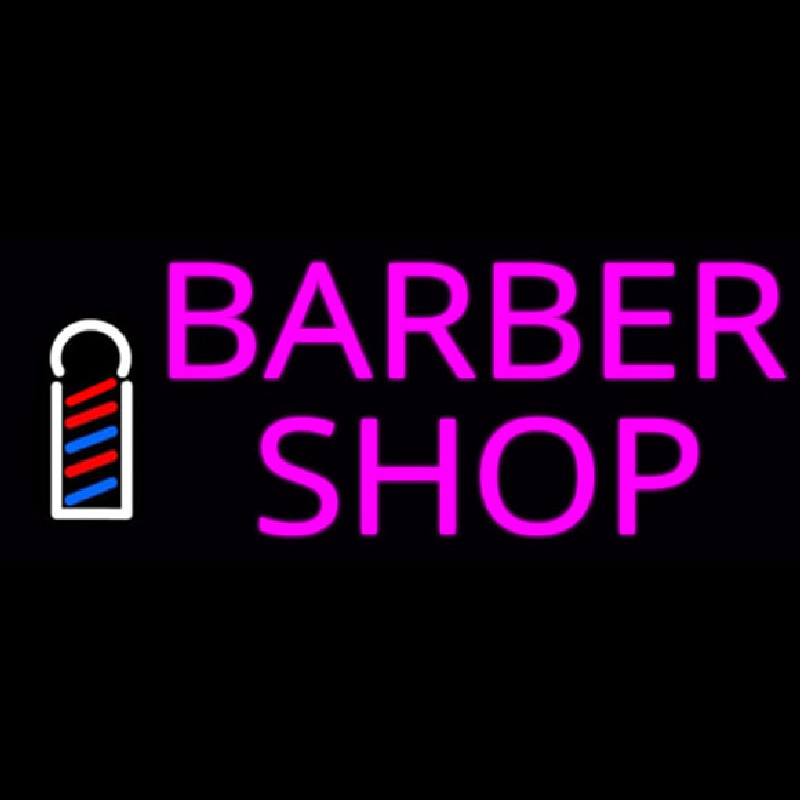 Pink Barber Shop With Logo Neon Sign