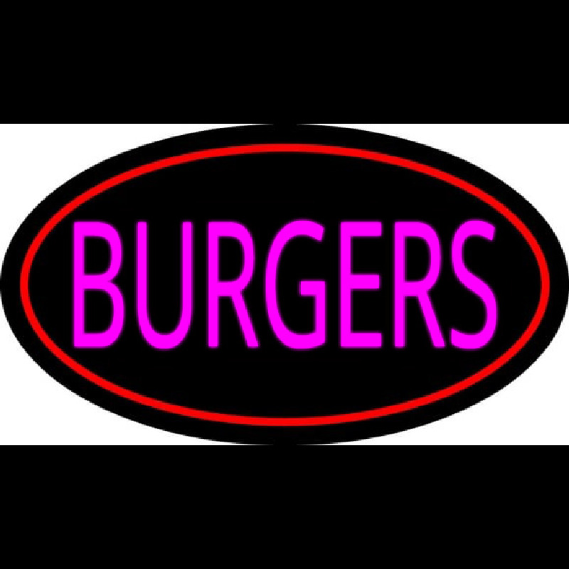 Pink Burgers Oval Red Neon Sign
