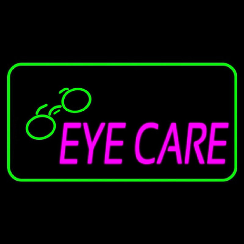 Pink Eye Care Logo Green Border Neon Sign