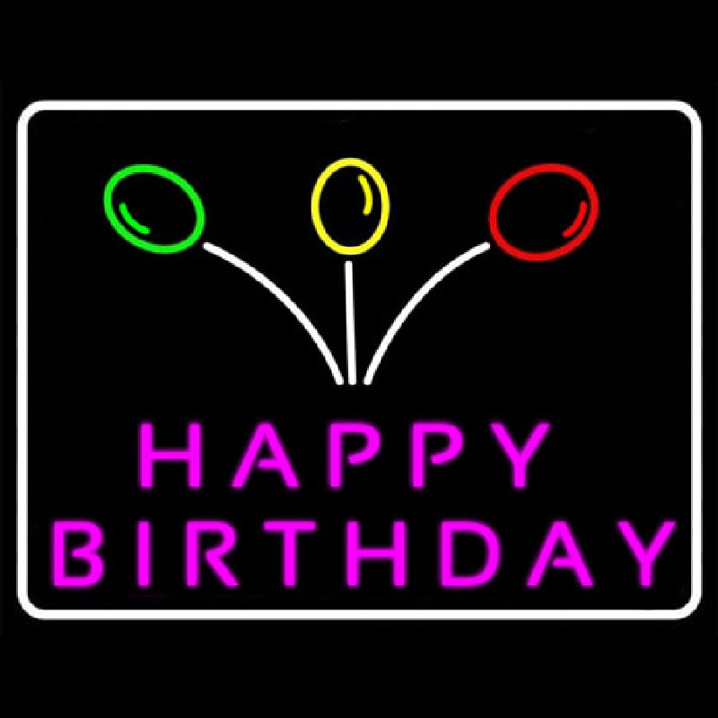 Pink Happy Birthday Neon Sign