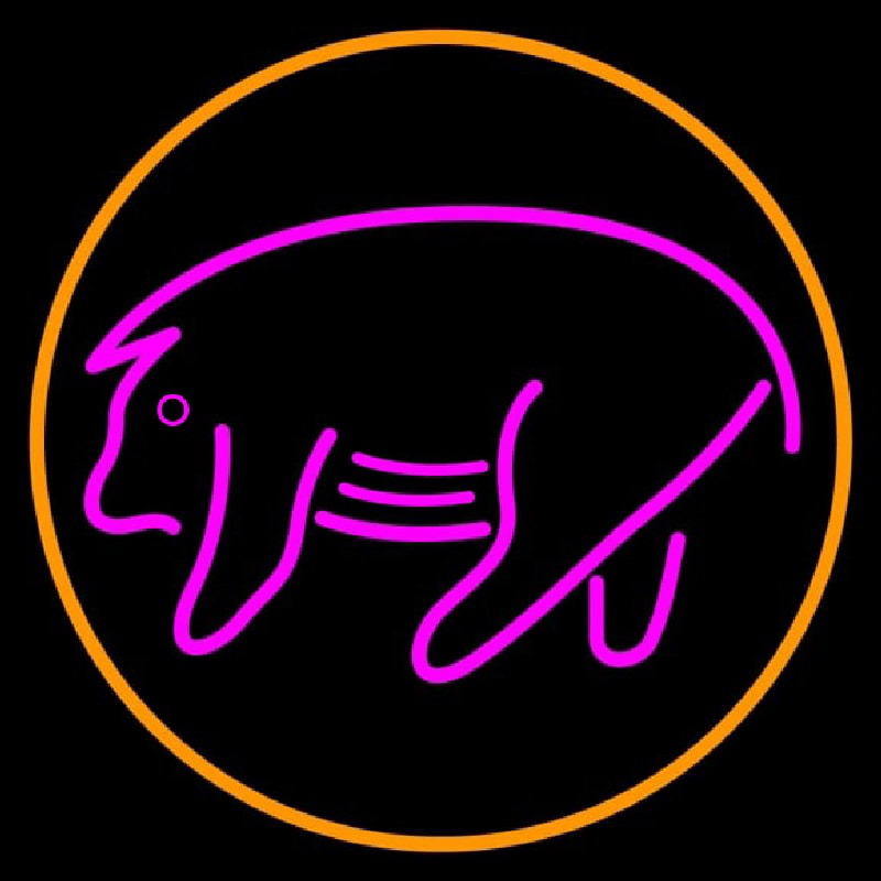 Pink Pig With Circle Neon Sign