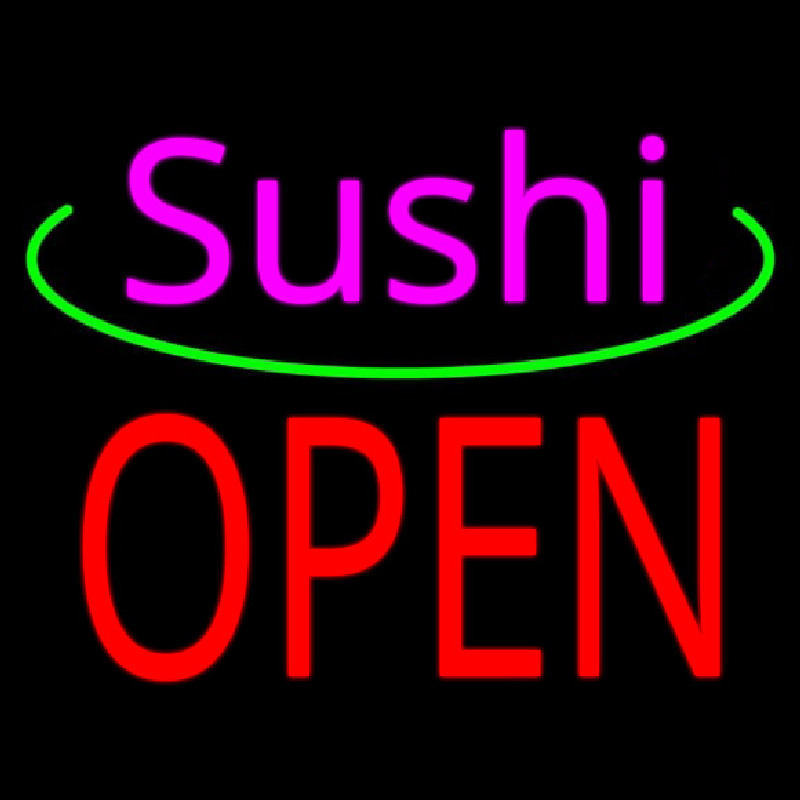 Pink Sushi Red Open Neon Sign