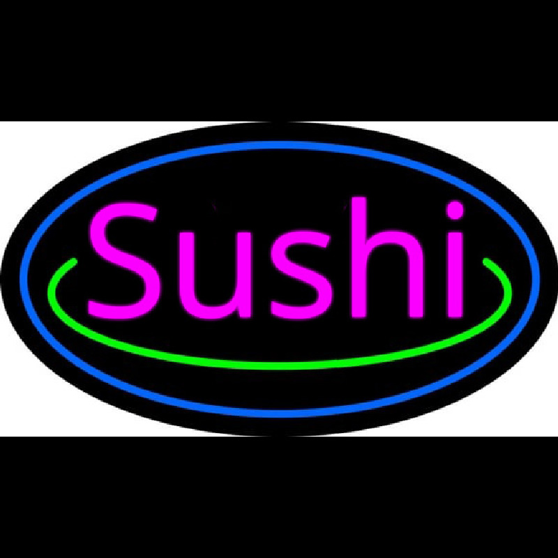 Pink Sushi With Blue Border Neon Sign