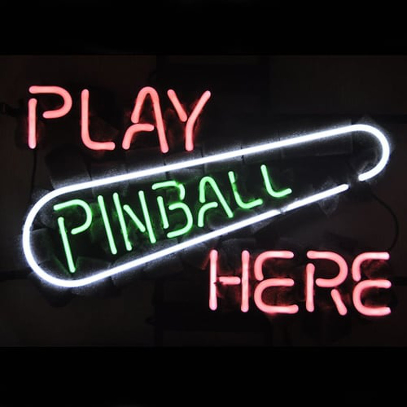 Play Pinball Here Game Room Neon Sign
