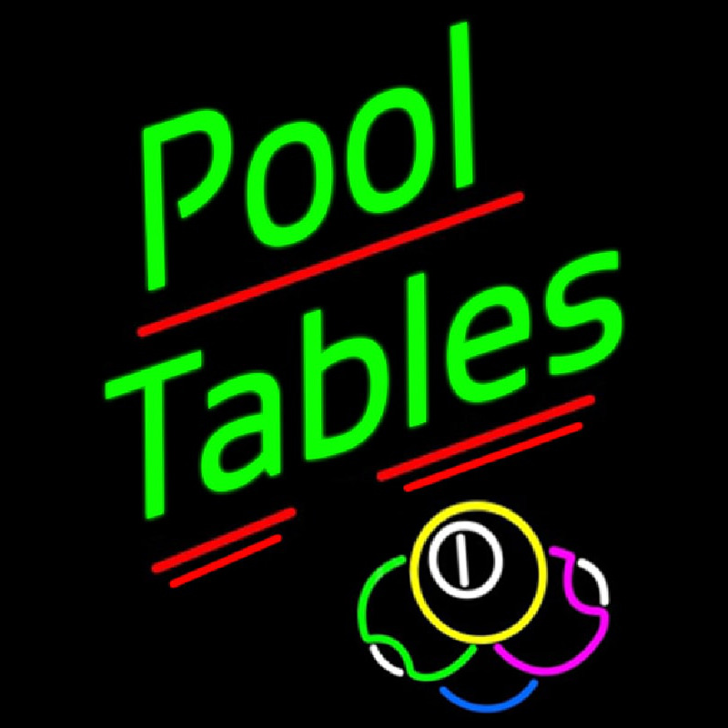 Pool Tables With Ball Neon Sign