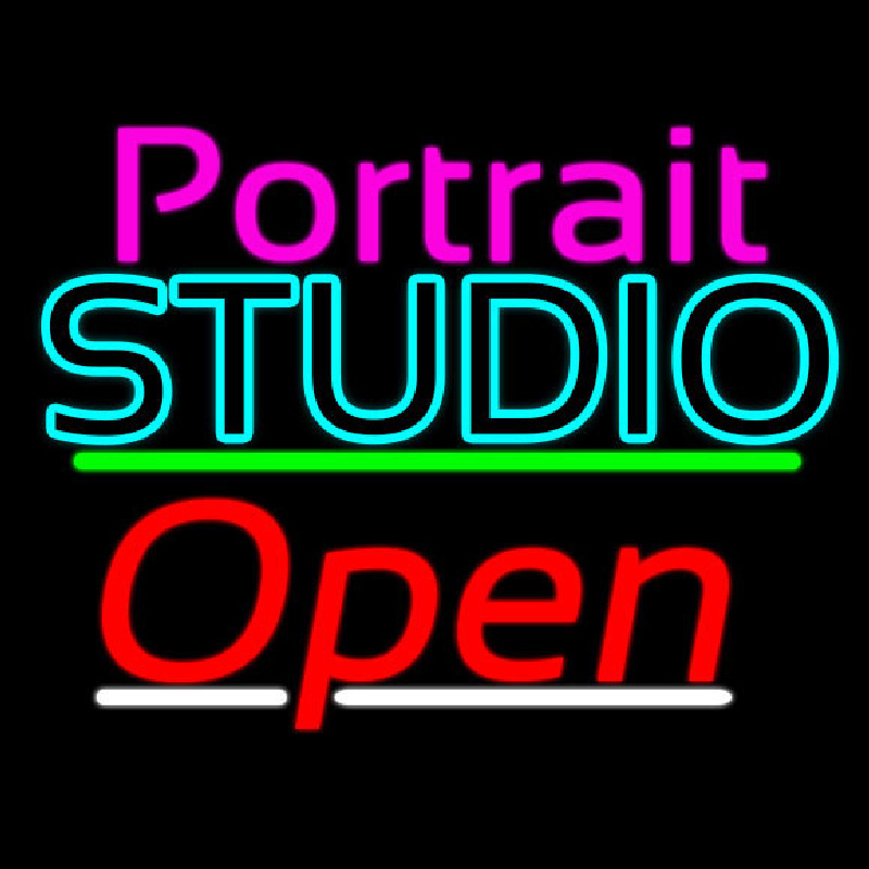 Portrait Studio Open 3 Neon Sign