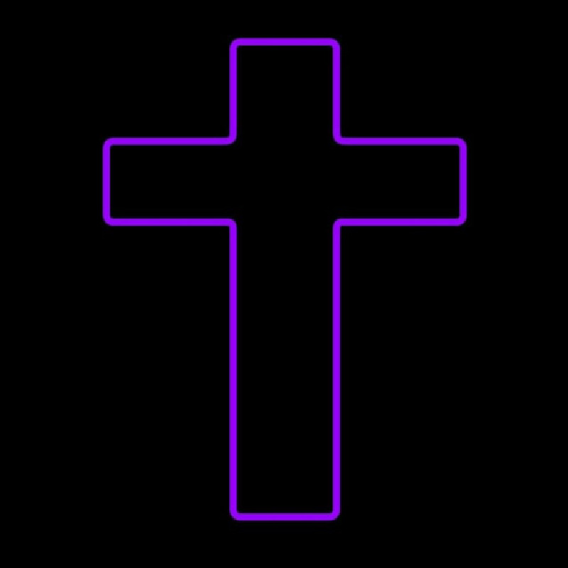 Purple Christian Cross Neon Sign