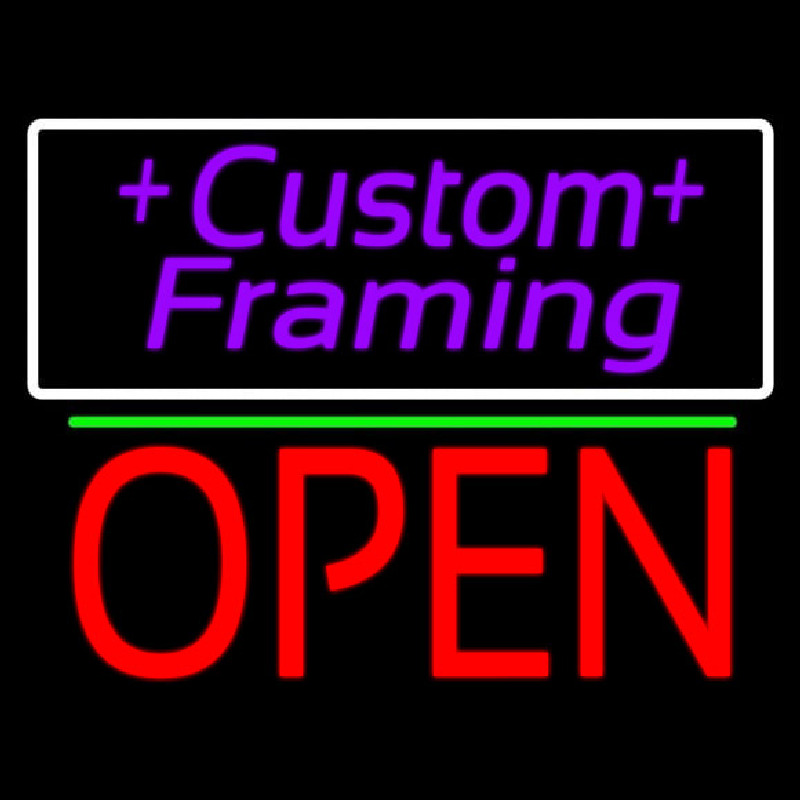 Purple Custom Framing With Open 1 Neon Sign