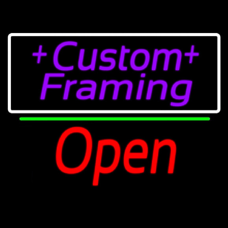 Purple Custom Framing With Open 2 Neon Sign