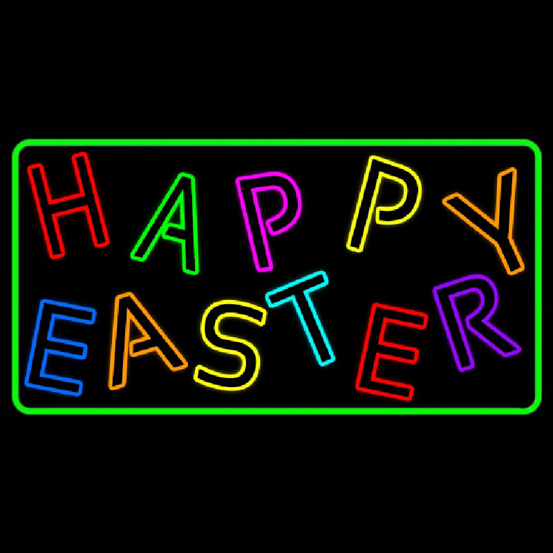 Purple Happy Easter 2 Neon Sign