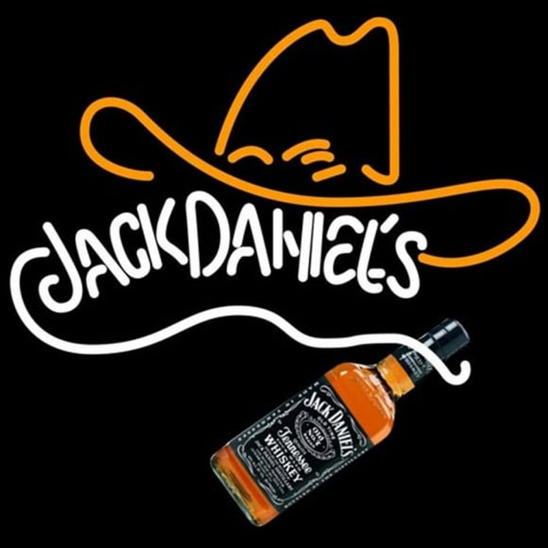 Rare Jack Daniels Whiskey Cowboy Hat Neon Sign