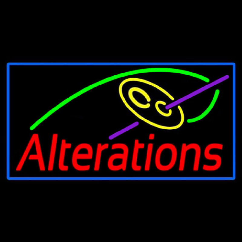 Red Alteration Logo Blue Border Neon Sign