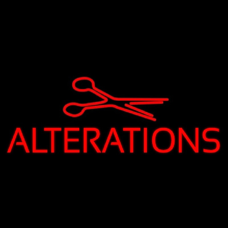 Red Alteration With Scissor Neon Sign