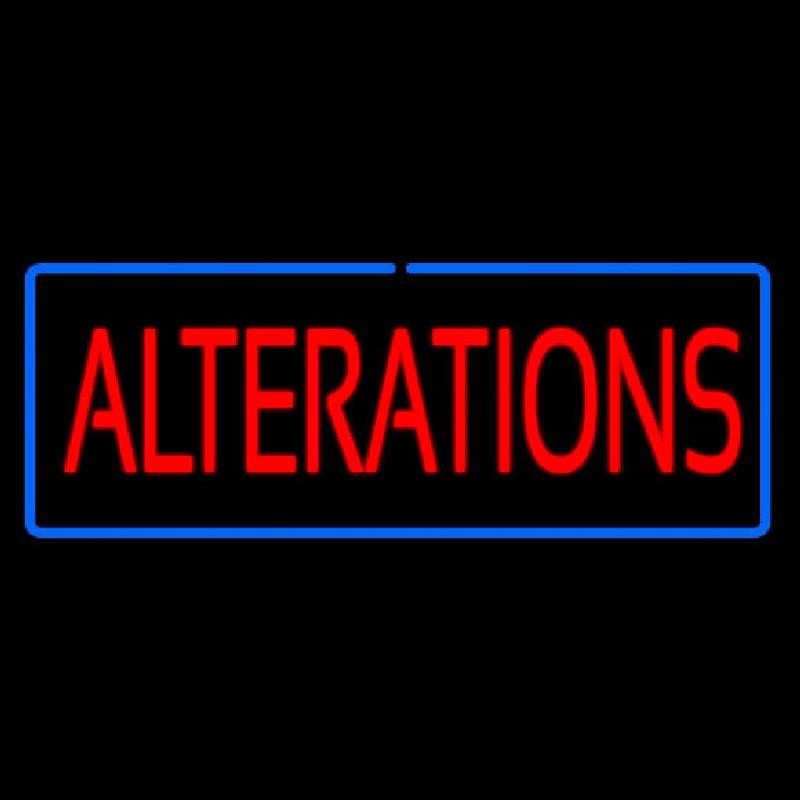 Red Alterations Blue Border Neon Sign