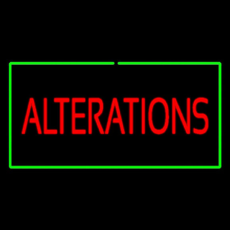 Red Alterations Green Border Neon Sign