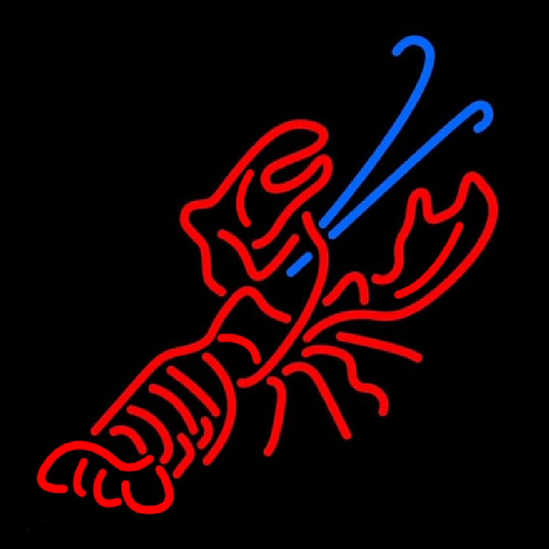 Red And Blue Lobster Logo Neon Sign