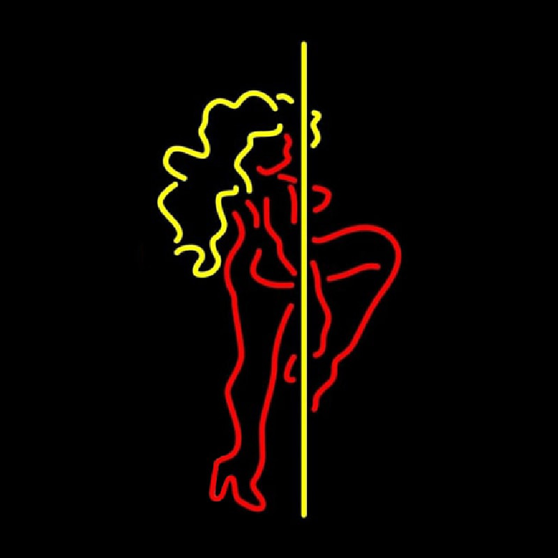 Red And Yellow Pole Dance Girl Neon Sign