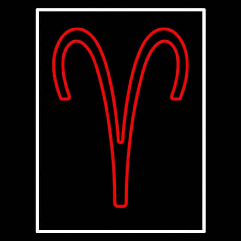 Red Aries White Border Neon Sign