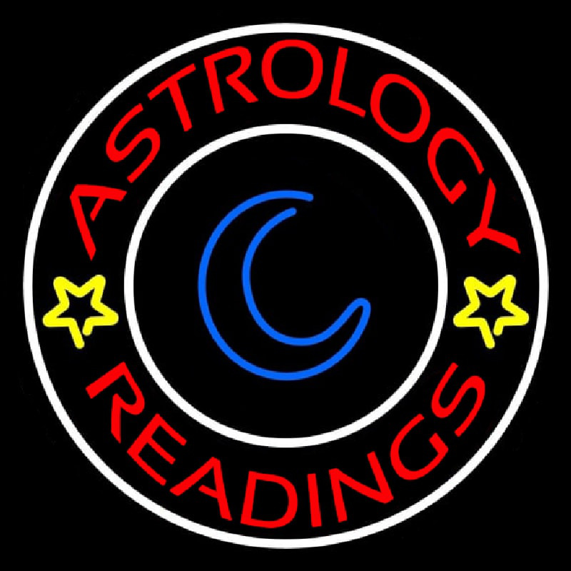 Red Astrology Readings White Border Neon Sign