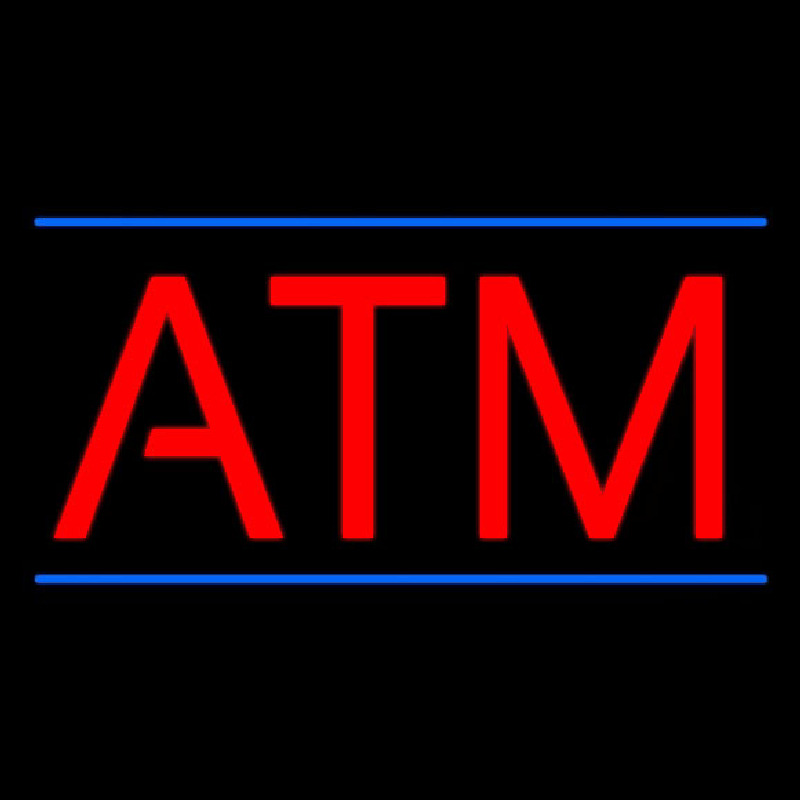 Red Atm Blue Lines Neon Sign