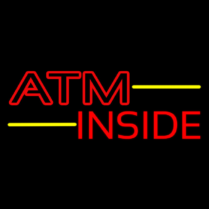 Red Atm Inside Neon Sign