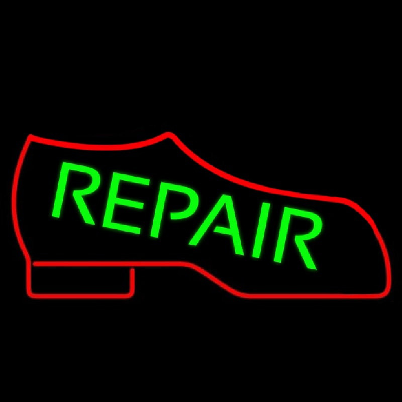 Red Boot Green Repair Neon Sign