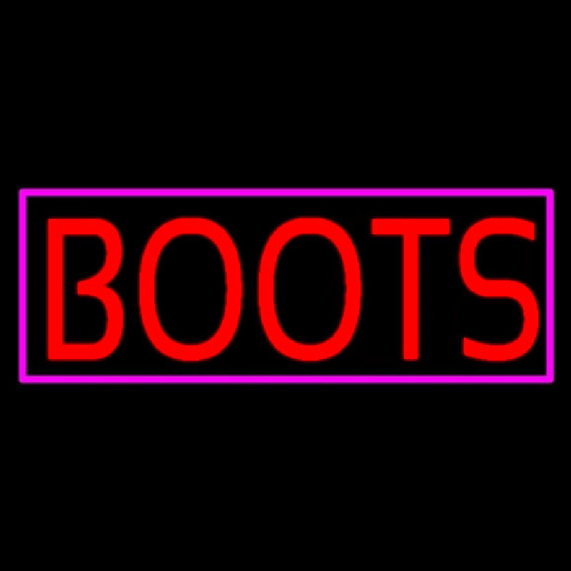 Red Boots Pink Border Neon Sign