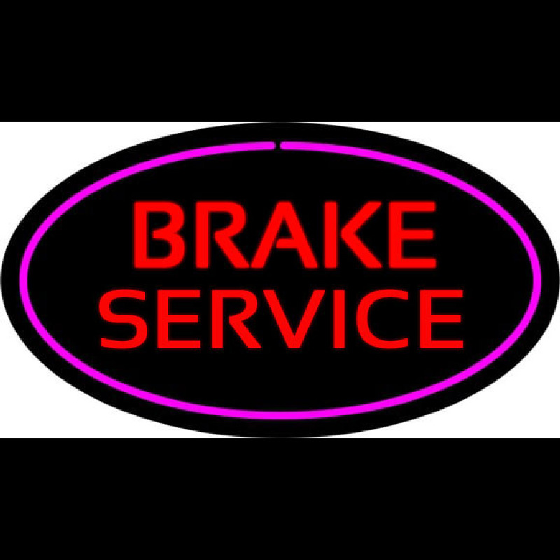 Red Brake Service Purple Oval Neon Sign