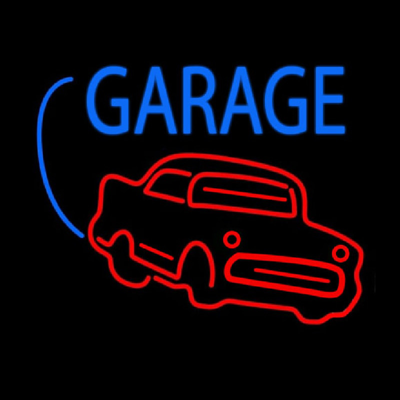 Red Car Logo White Garage Neon Sign