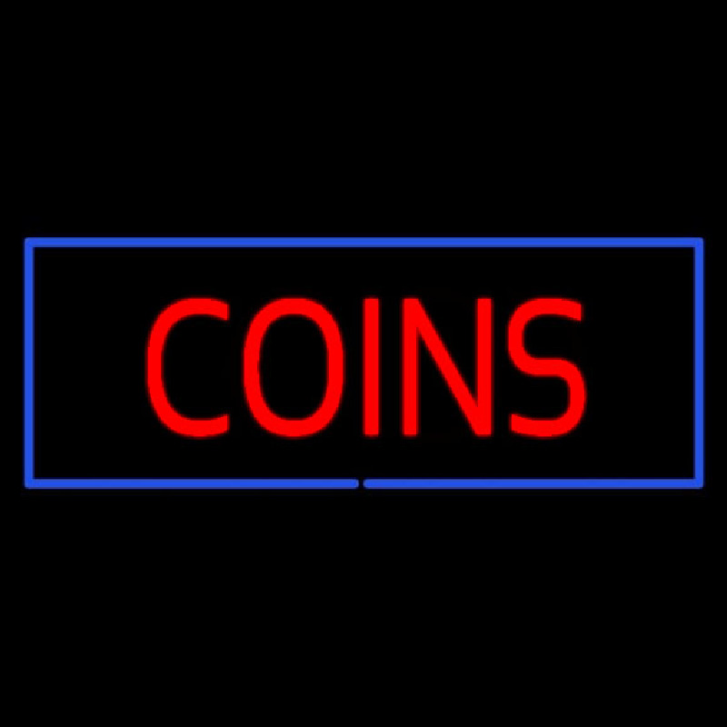 Red Coins Blue Border Neon Sign