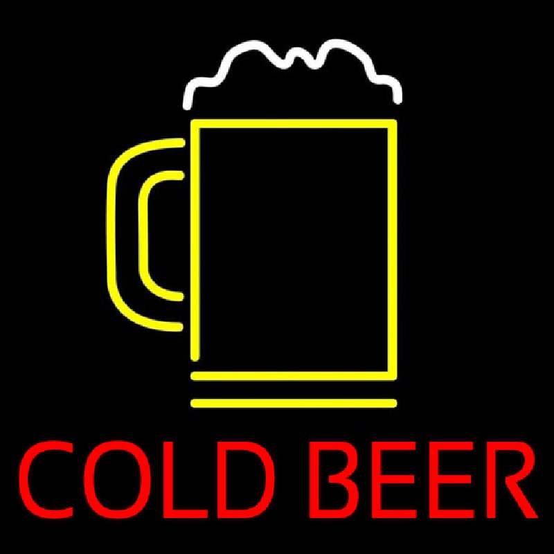 Red Cold Beer With Yellow Mug Neon Sign