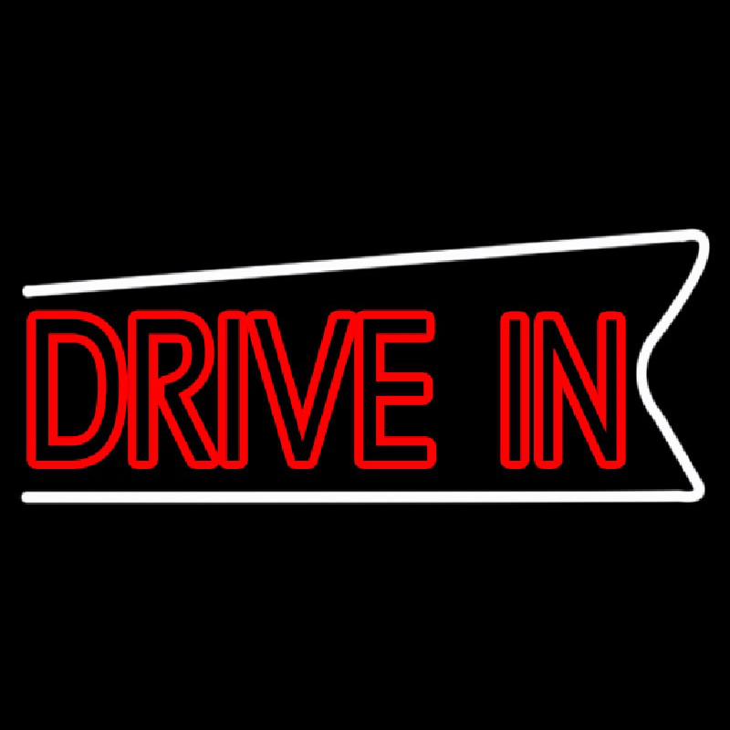 Red Double Stroke Drive In Neon Sign