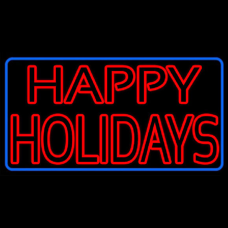 Red Double Stroke Happy Holidays Neon Sign