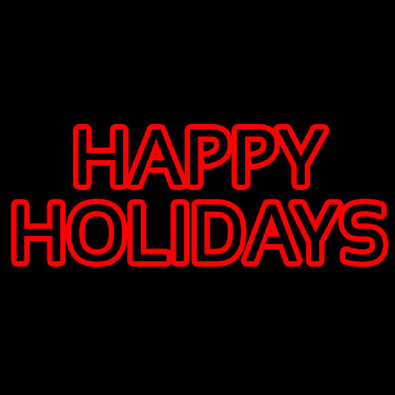 Red Double Stroke Happy Holidays Neon Sign