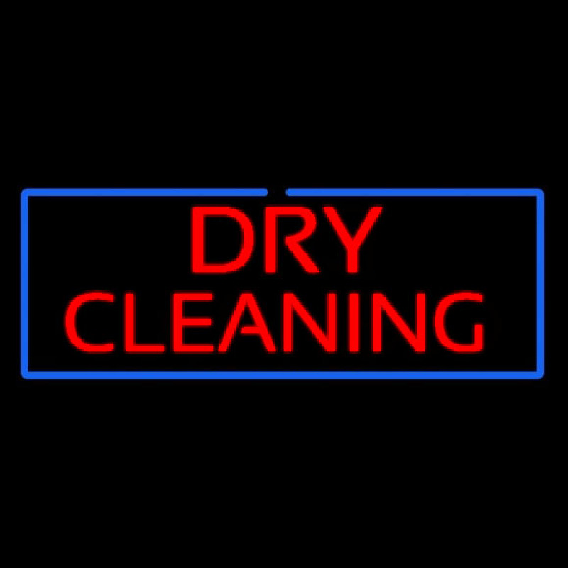 Red Dry Cleaning Blue Border Neon Sign