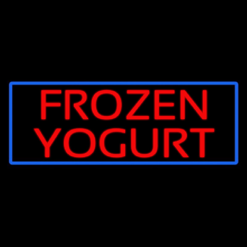 Red Frozen Yogurt With Blue Border Neon Sign