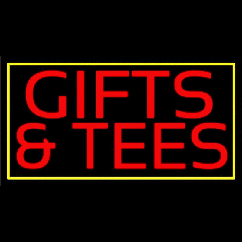 Red Gifts And Tees With Border Neon Sign