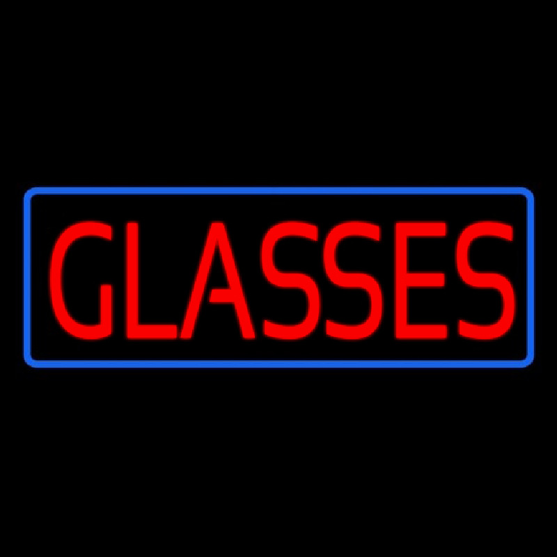 Red Glasses Blue Border Neon Sign