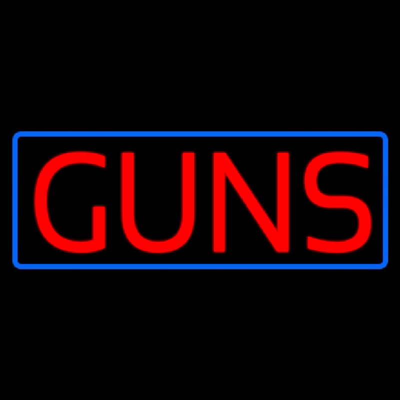 Red Guns Blue Rectangle Neon Sign