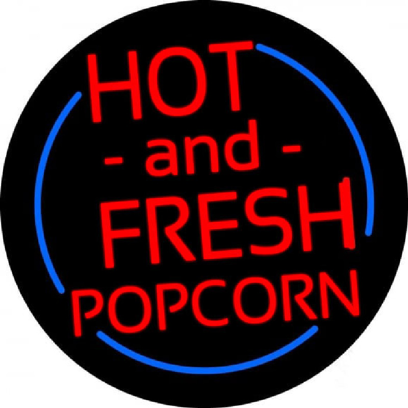Red Hot And Fresh Popcorn With Border Neon Sign