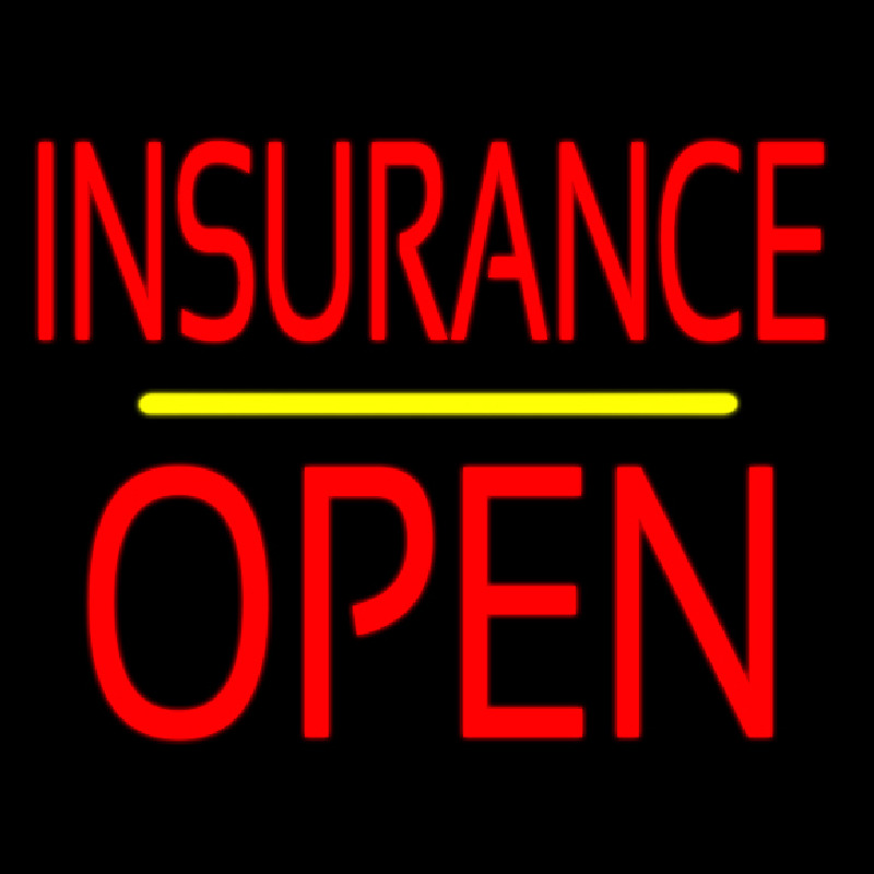 Red Insurance Block Open Yellow Line Neon Sign