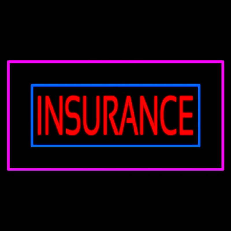 Red Insurance Blue And Pink Border Neon Sign