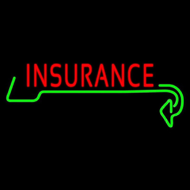 Red Insurance With Green Arrow Neon Sign