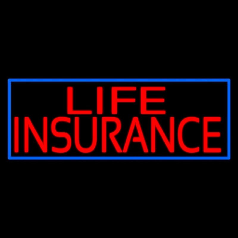 Red Life Insurance Blue Border Neon Sign