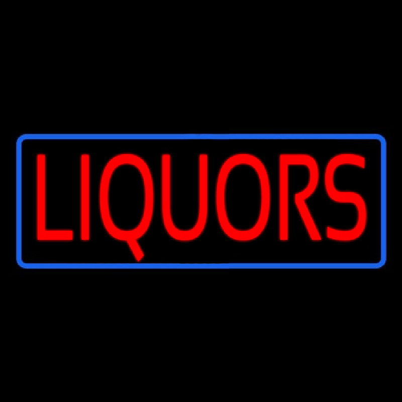 Red Liquors Blue Border Neon Sign