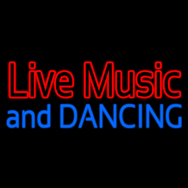 Red Live Music Blue And Dancing Neon Sign