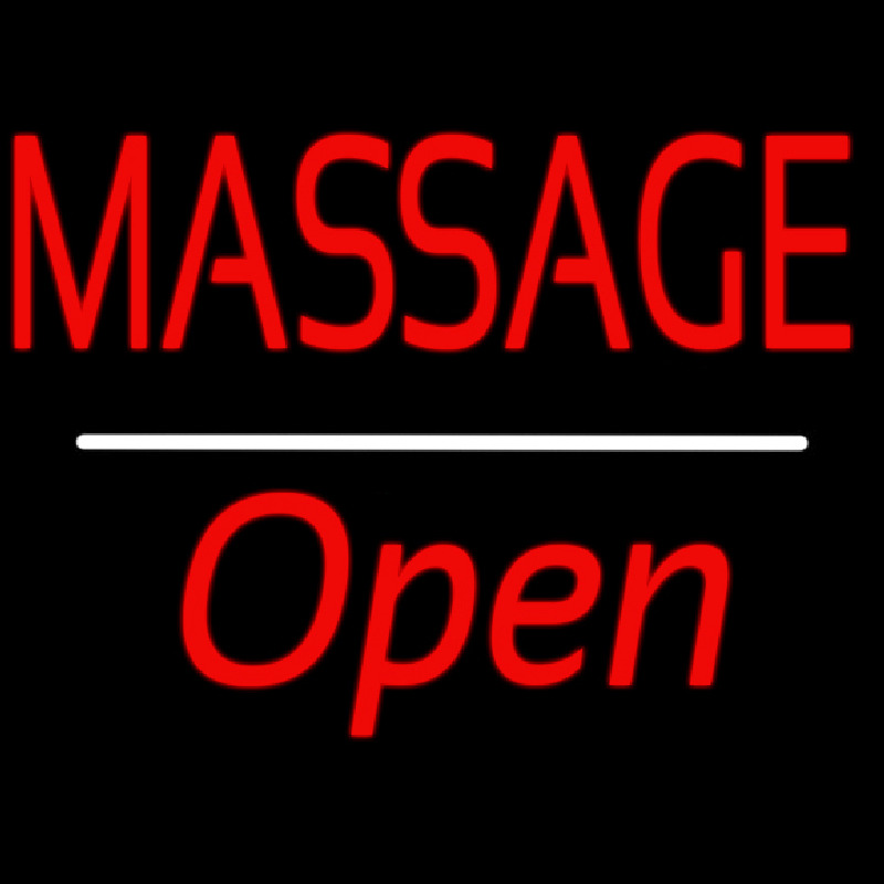 Red Massage Open White Line Neon Sign