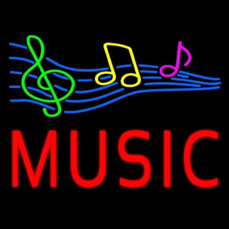 Red Music With Musical Notes Neon Sign