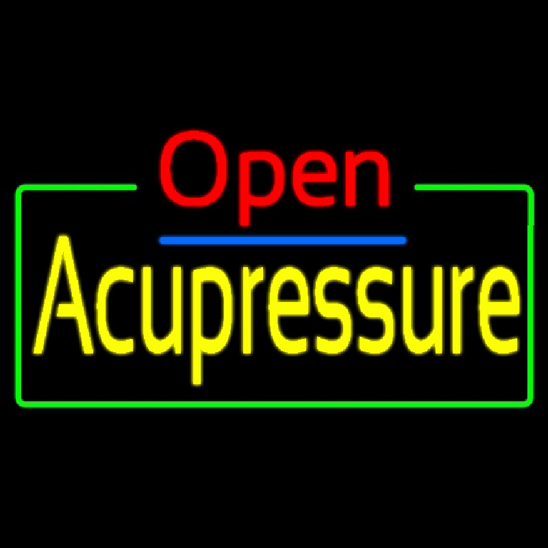 Red Open Acupuncture Blue Border Neon Sign